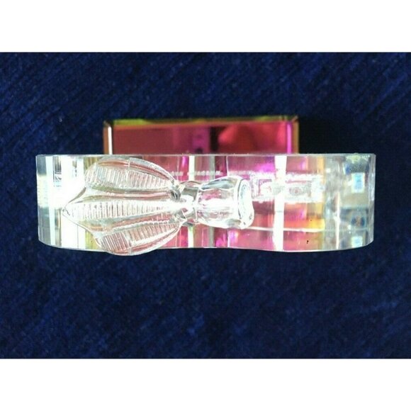 New York City Apple Art Glass Souvenir Paperweight Etched Footed 3"*3"* 1" - Picture 5 of 6